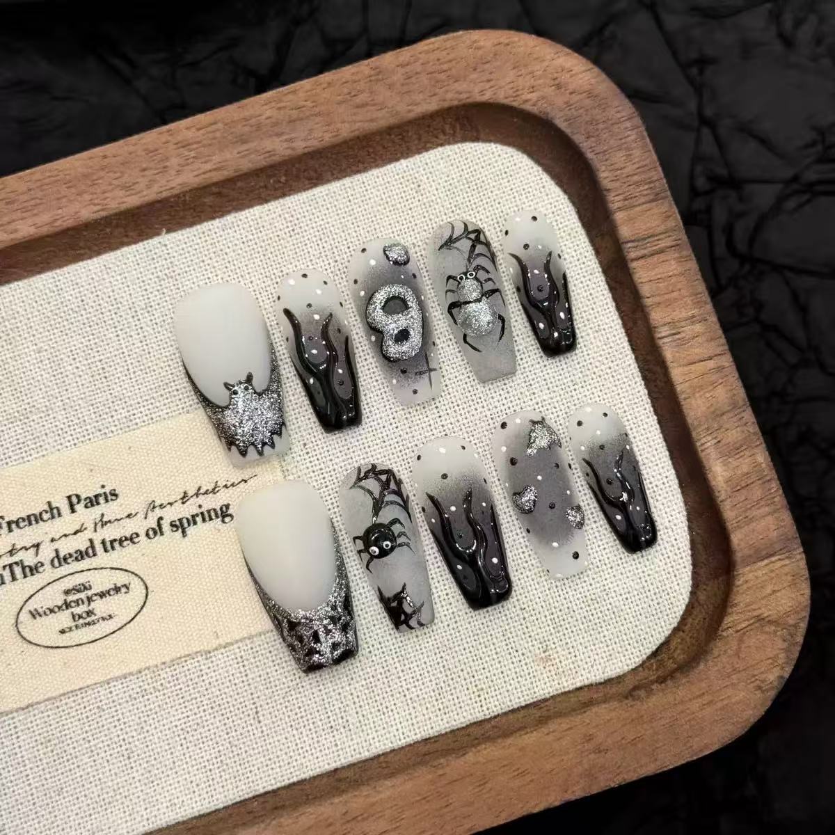 NAILOVEHalloween square bat-shaped nail art