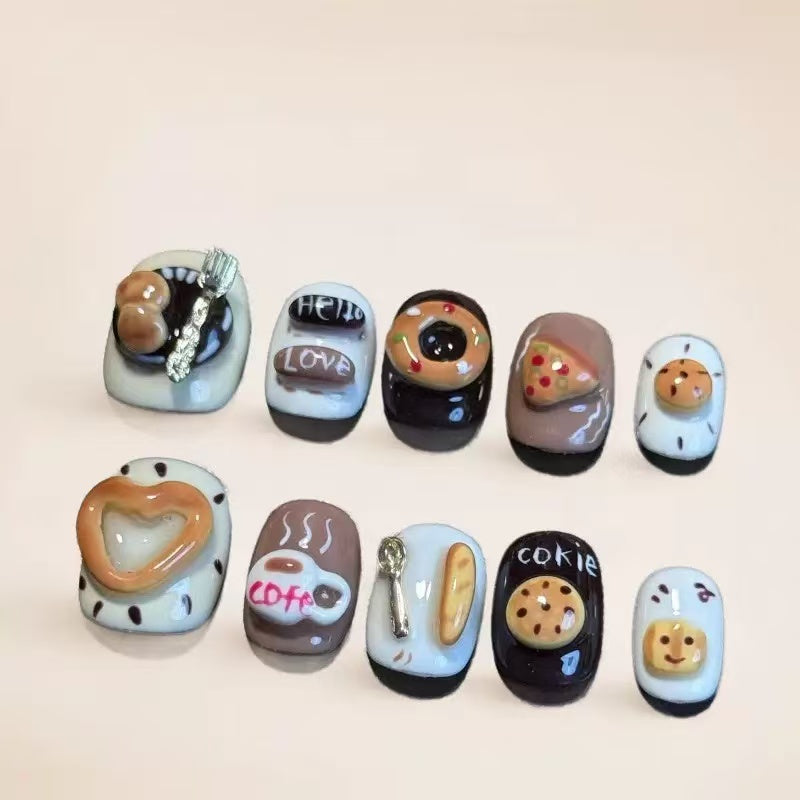 NAILOVE3D Cute Afternoon Tea Short Square Nail Art