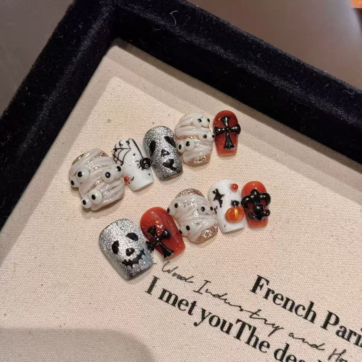 NAILOVECute 3D Mummy Halloween Short Nail Art