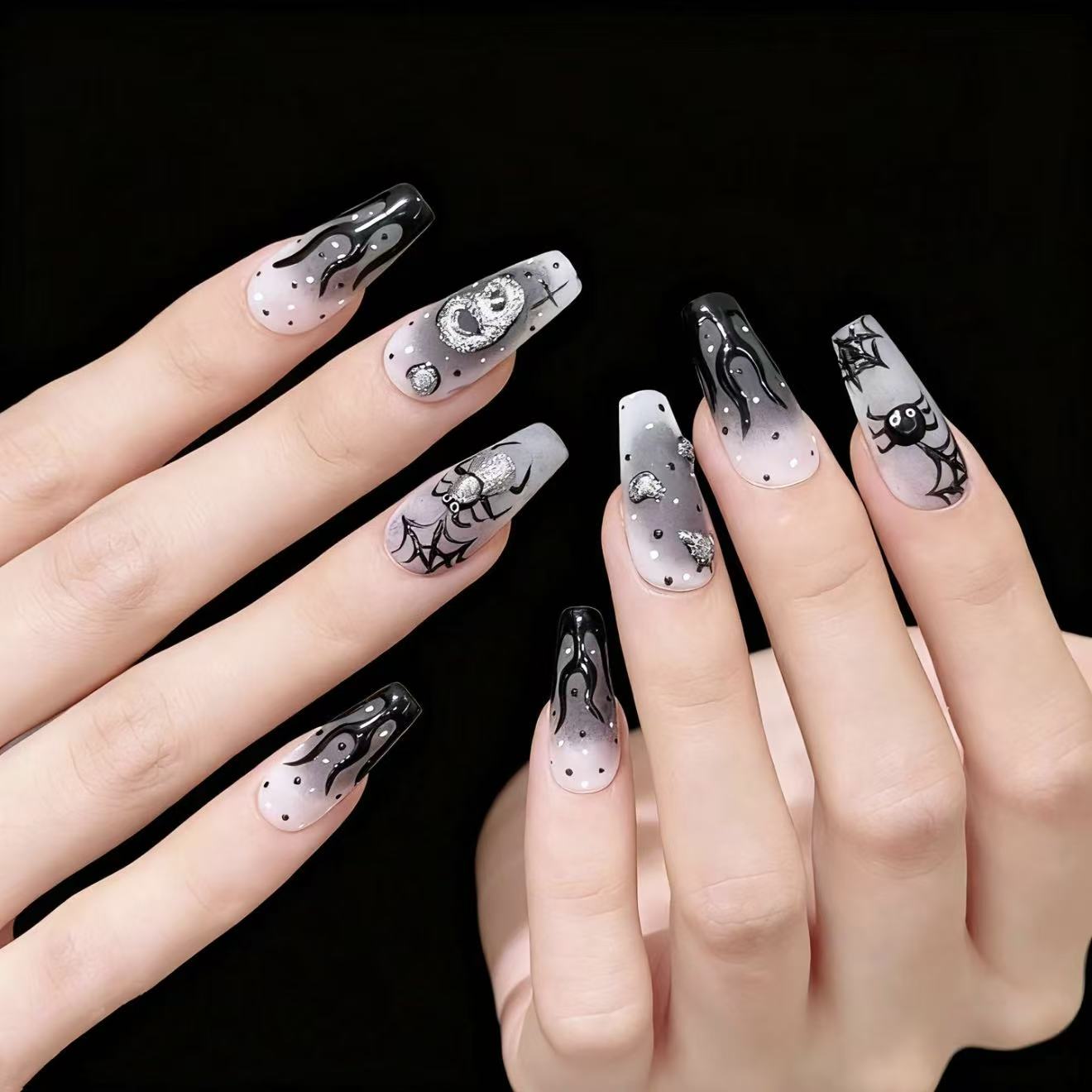 NAILOVEHalloween square bat-shaped nail art