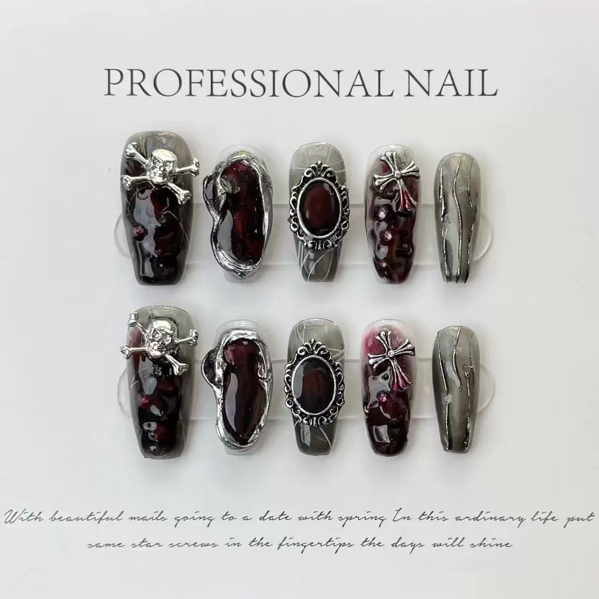 NAILOVEGothic-style long manicure for Halloween