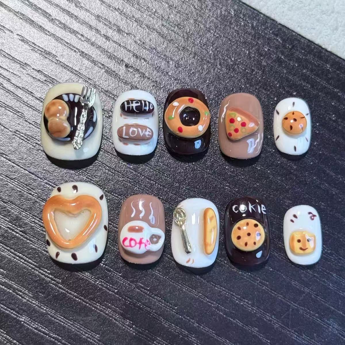 NAILOVE3D Cute Afternoon Tea Short Square Nail Art