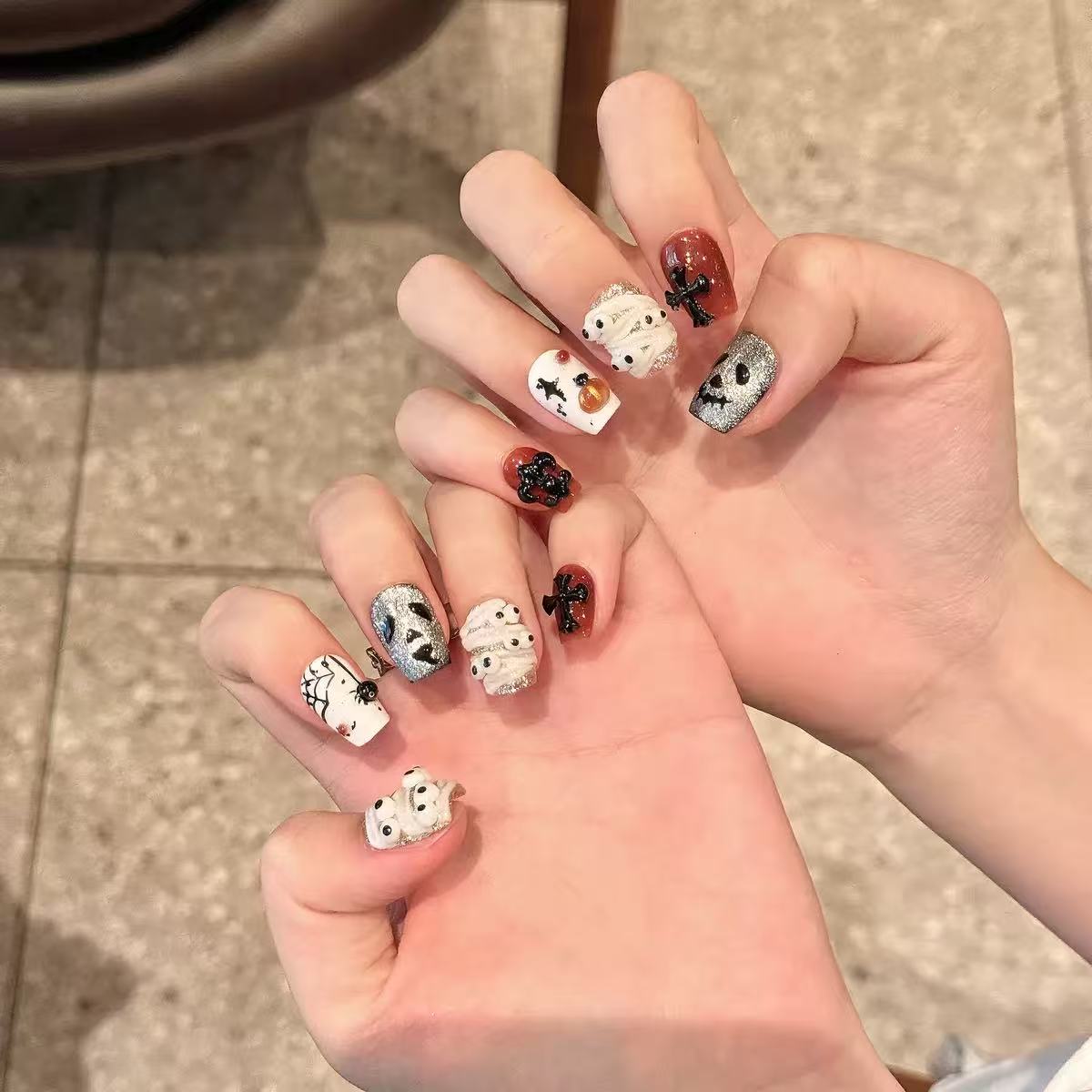 NAILOVECute 3D Mummy Halloween Short Nail Art